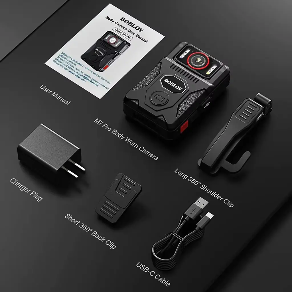 Нагрудний відеореєстратор BOBLOV M7 Pro 4K 128GB GPS міні з потужним акумулятором, поворотним об'єктивом, кут огляду 127° - фото 6
