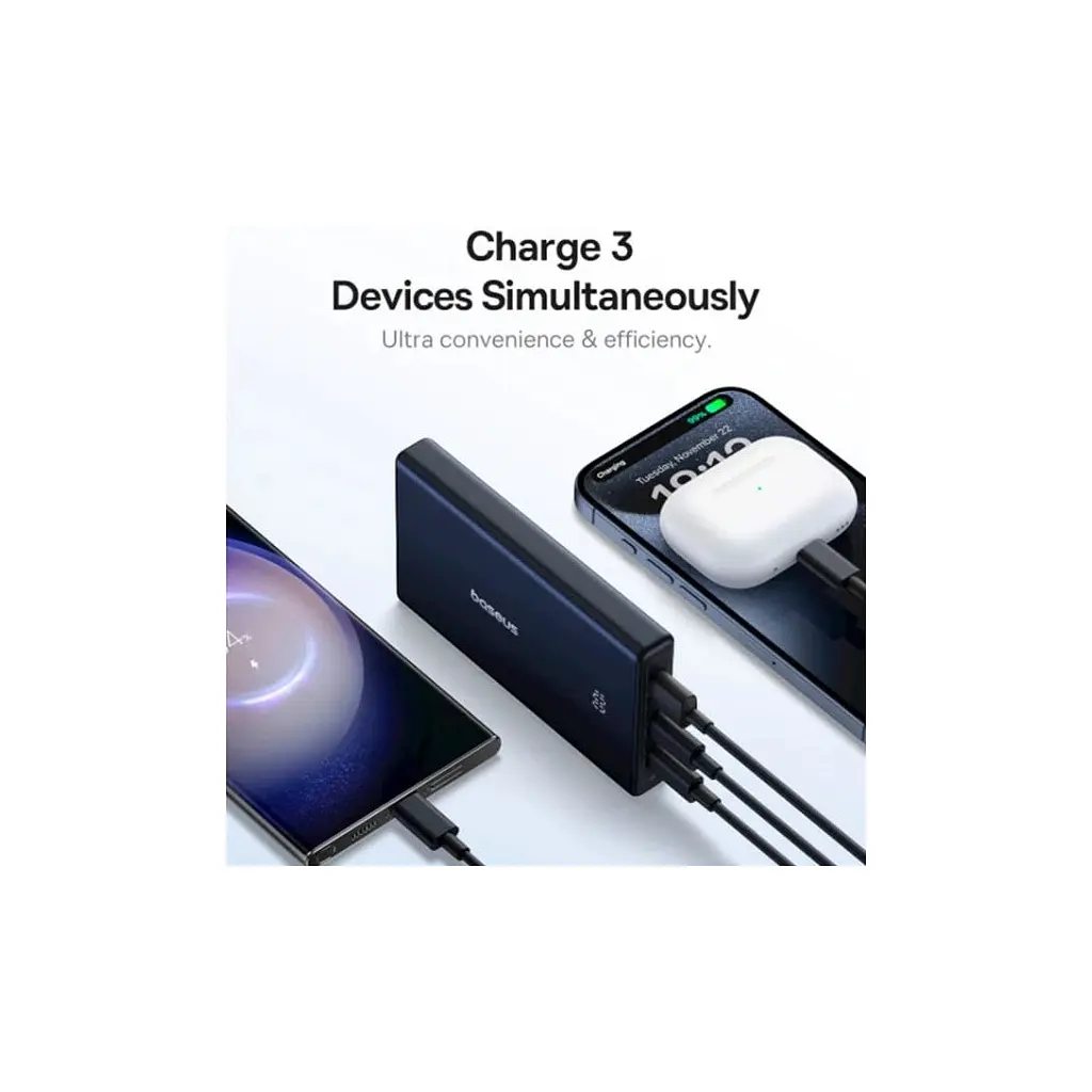 Батарея універсальна Baseus 10000mAh PicoGo 20W PD, QC, USB-A, 2*USB-C, Black (P10076801123-00) - фото 10