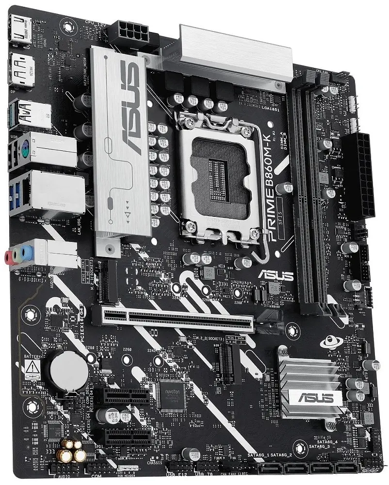 Материнская плата LGA1851, Asus PRIME B860M-K, B860, 2xDDR5, 1xPCI-E 4.0 x16, 2xPCI-E 4.0 x1, 4xSATA3, 2xM.2, Realtek 7.1, Realtek 2.5Gb, HDMI/DP, MicroATX - фото 3