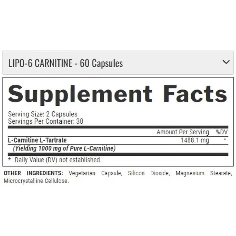 Л-карнітин Nutrex Research Lipo 6 Carnitine 60 капсул - фото 3