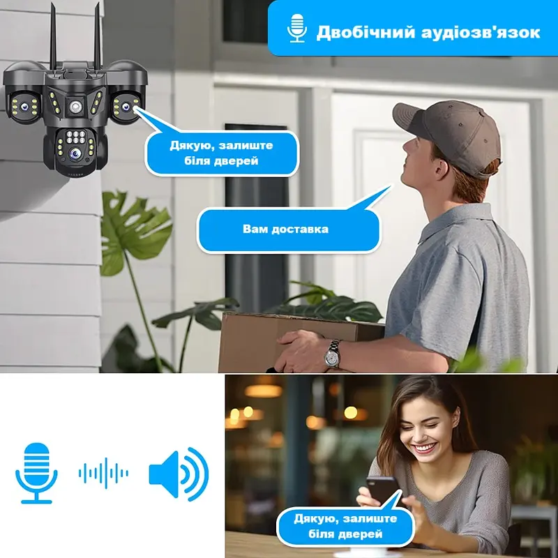 Вулична WiFi IPкамера SC29  15Мп  чорна 3 незалежних об'єктиви поворотні - фото 4
