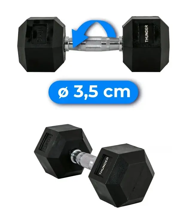 Гантель шестигранная Thunder 10 кг (HEXAGONAL-DUMBBELLS-10KG) - фото 5