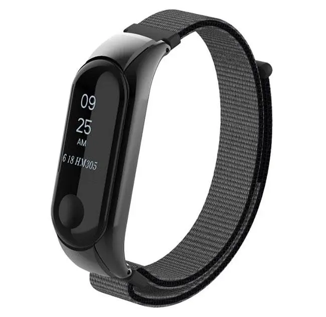 Нейлоновий ремінець Primo для фітнес-браслета Xiaomi Mi Band 3 Black Grey - фото 2