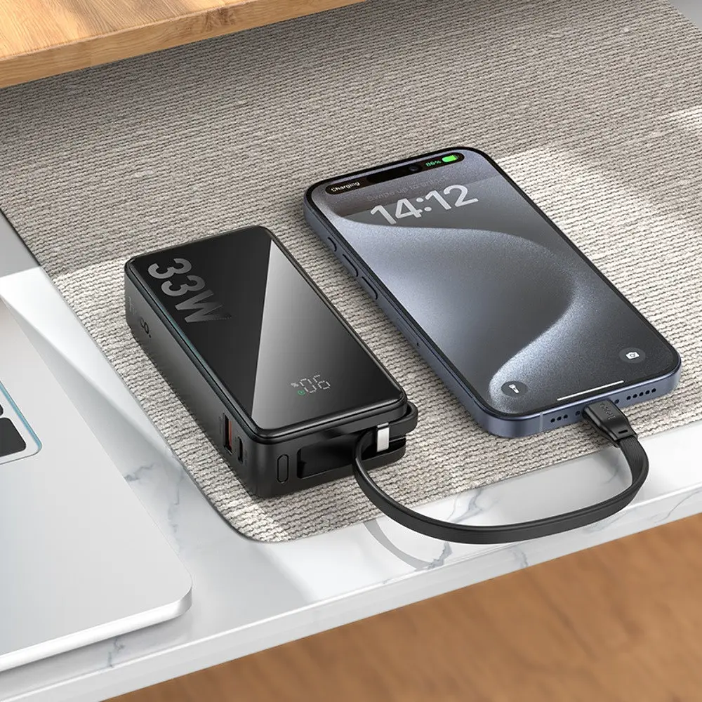 Аккумулятор портативный Hoco Q27a power bank 10000mAh 33w интегрированный кабель - фото 6