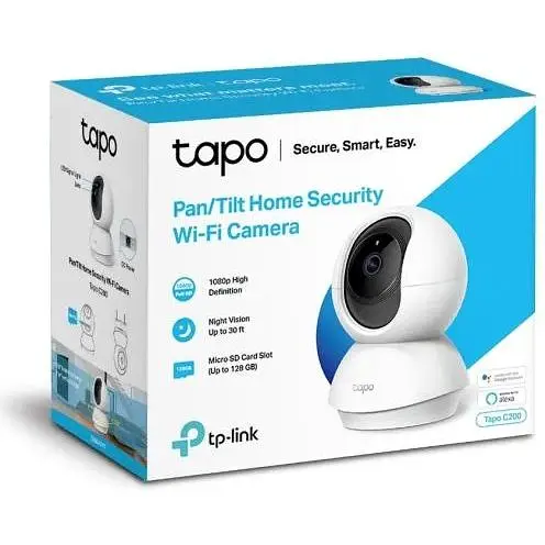 IP камера TP-Link Tapo C200, White, 2 Мп(1920x1080/15 fps), 1/2.8"CMOS, H.264, f/2.4, f=4 мм, Wi-Fi (2.4 GHz), кут огляду до 360°/ 114° по горизонталі/вертика нм до 9 м - фото 3