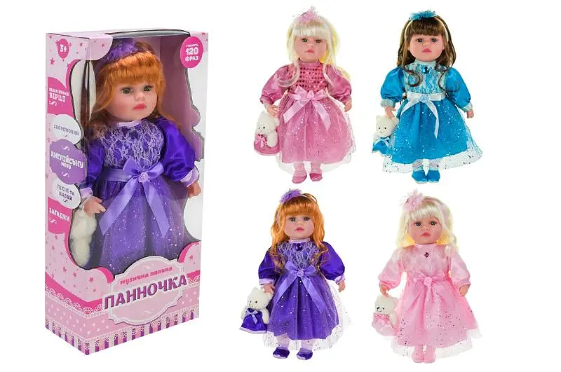 Лялька "Панночка" PL-525-100 батарейка, мікс 4 види, музична, м'яконабивна, розчин ляльки 46 см, зібрана коробка р.49x23,5x12 см