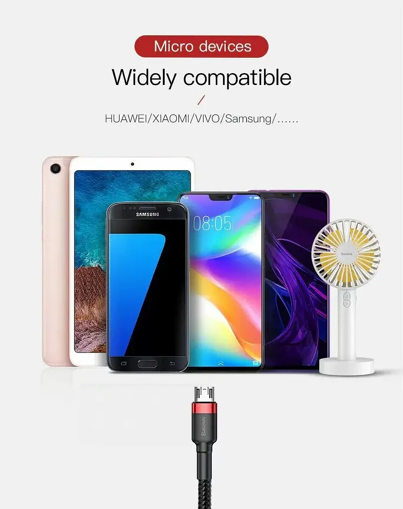 Кабель Baseus Cafule Micro USB 2m (CAMKLF-C91) Red/Black [69672] - фото 8