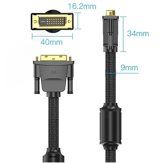 Кабель DVI-D 24M - 24M, 8.0 м, 2K 60Hz обплетення, з феритами Vention - фото 5