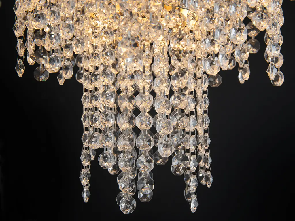 Підвісна кришталева люстра Diasha 376-600CH LED-модель, 125 Вт, діаметр 59 см з ефектним каскадом кристалів - фото 7