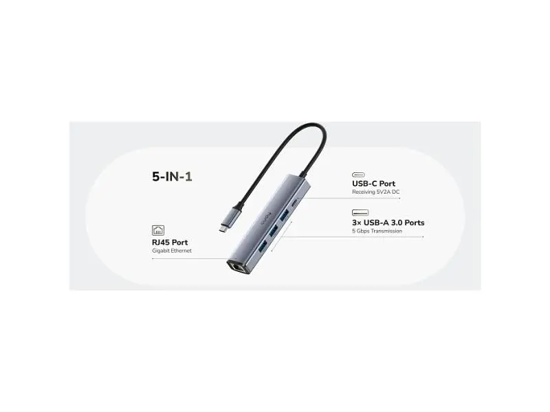 USB-хаб CUDY UH605 Grey - фото 3