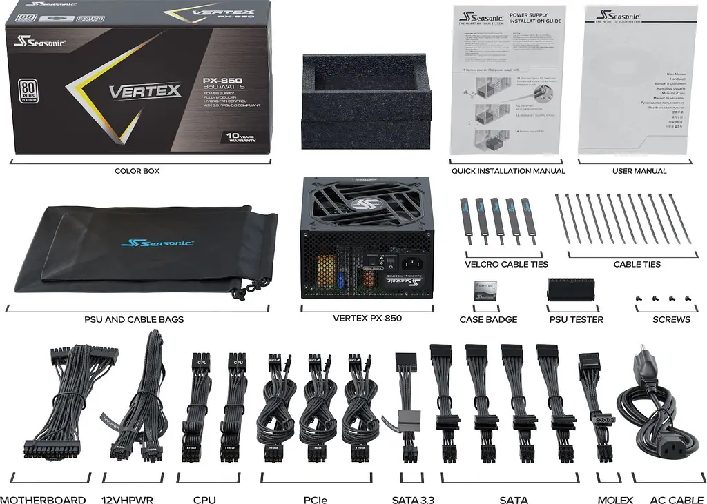 Блок живлення Seasonic Vertex PX-850 850W 80+ Platinum (Vertex PX-850) - фото 2