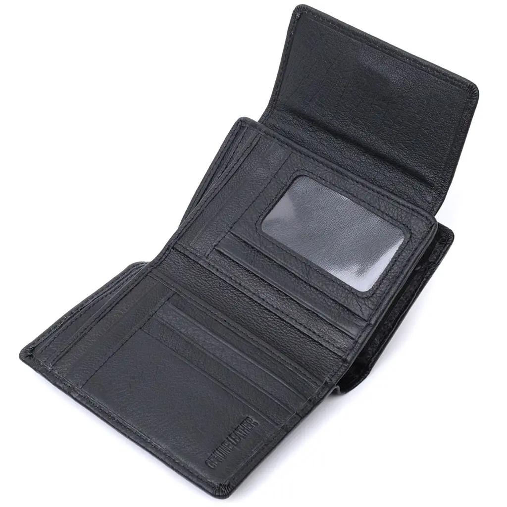 Практичний гаманець із монетницею з натуральної шкіри ST Leather 22740 чорний - фото 8