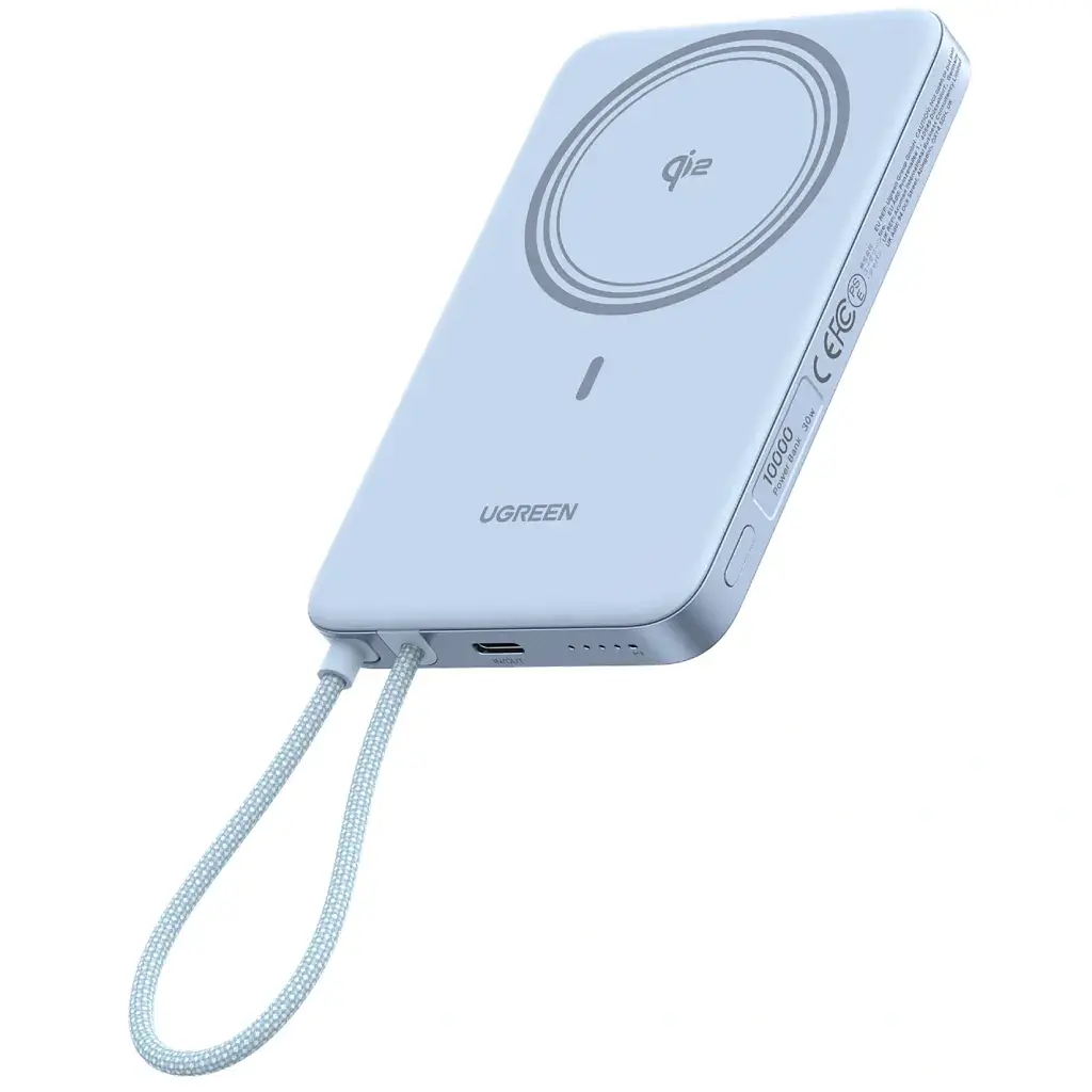Батарея універсальна Ugreen 10000mAh 30W 1xUSB-C + 15W Magnetic Wireless + cable USB-C blue (65839B) - фото 5