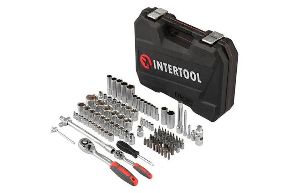 Набор ручного инструмента автомобильного Intertool ET-9108 1/4" x 1/2" в наборе 110 предметов RED - фото 3
