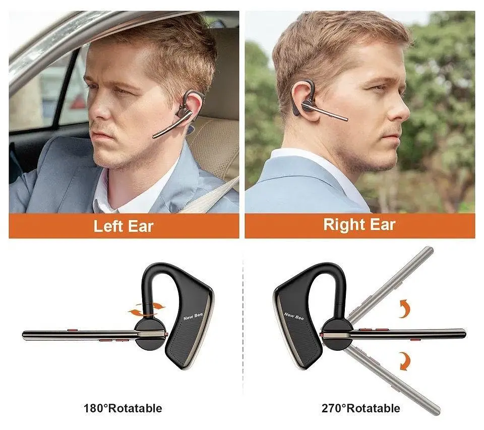 Бездротова Bluetooth гарнітура New Bee M50 з шумозаглушенням і захисним кейсом - фото 8