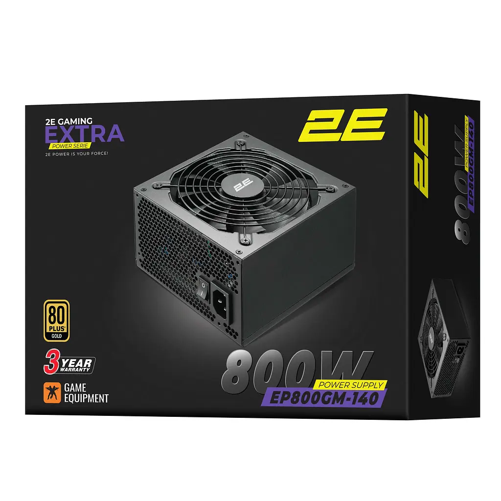 Блок живлення 2E Gaming Extra Power (800W), >90%, 80+ Gold, 140мм, 1xMB 24pin(20+4), 2xCPU 8pin(4+4), 3xMolex, 6xSATA, 4xPCIe 8pin(6+2), Modular - фото 10