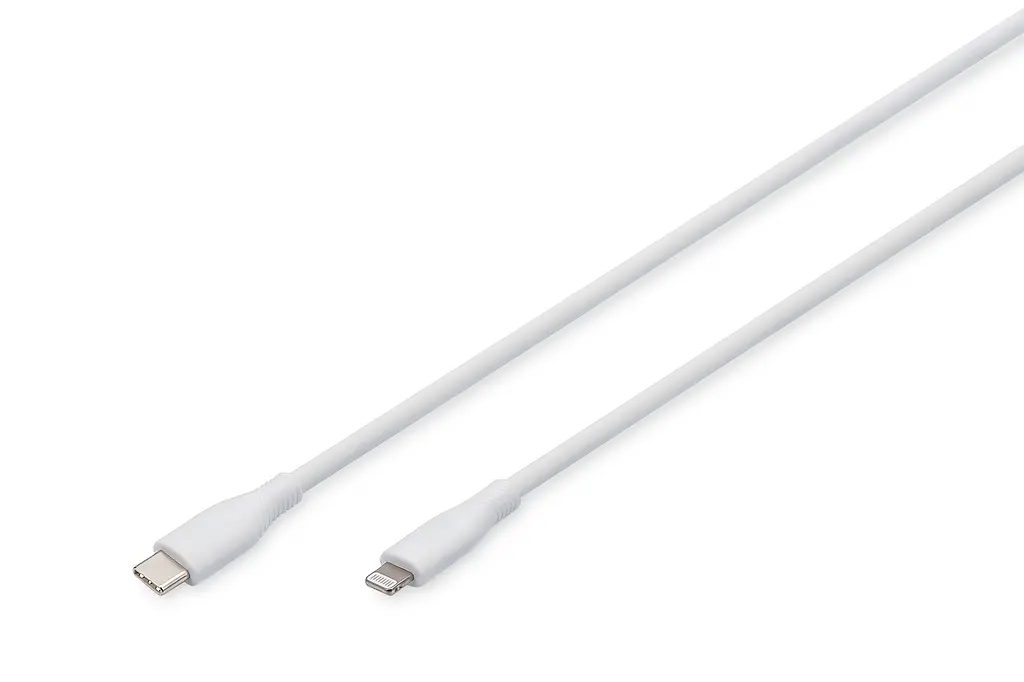 Кабель Digitus USB-C > Lightning зарядка/синхронизация, USB 2.0, 60W, силиконовый, 1м, белый teh0013669 - фото 2
