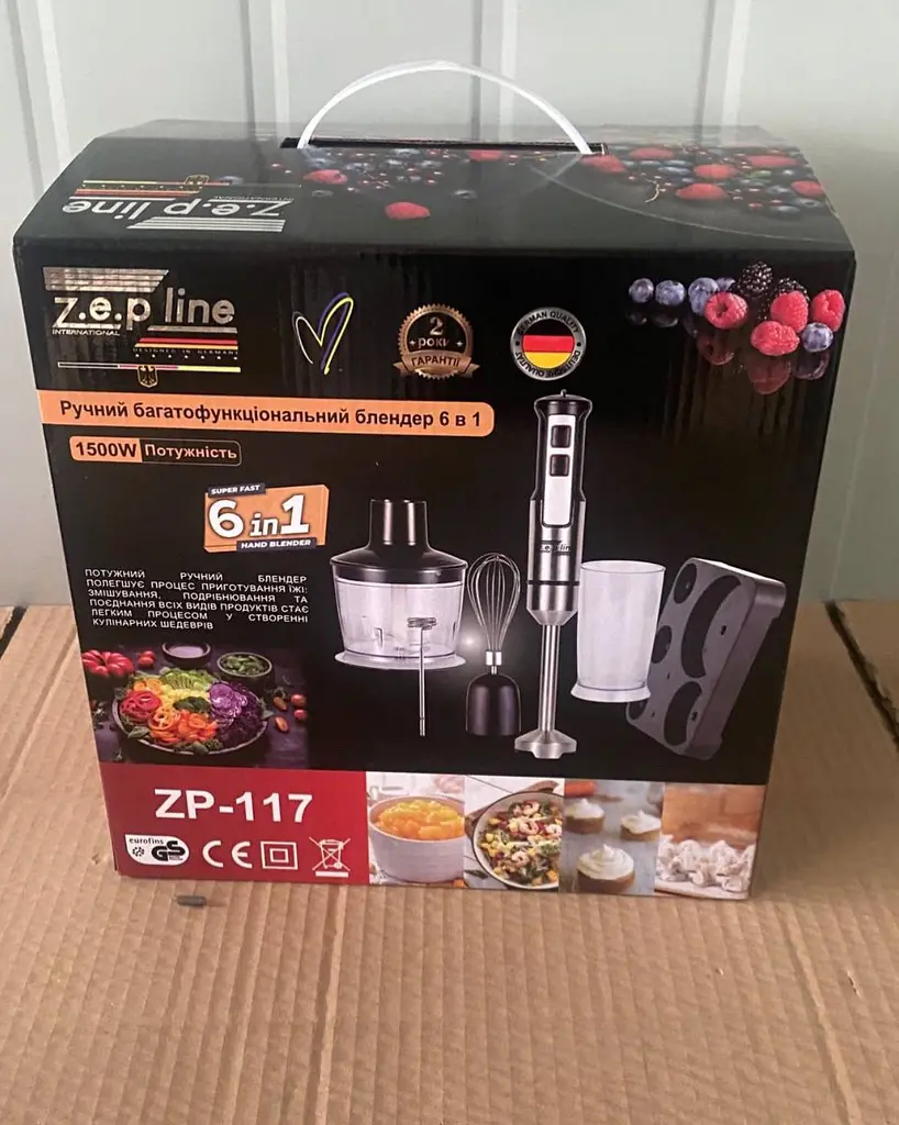 Блендер занурювальний домашній кухонний 6 в 1 Zepline ZP-117 1500 Вт блендер, подрібнювач, міксер - фото 4