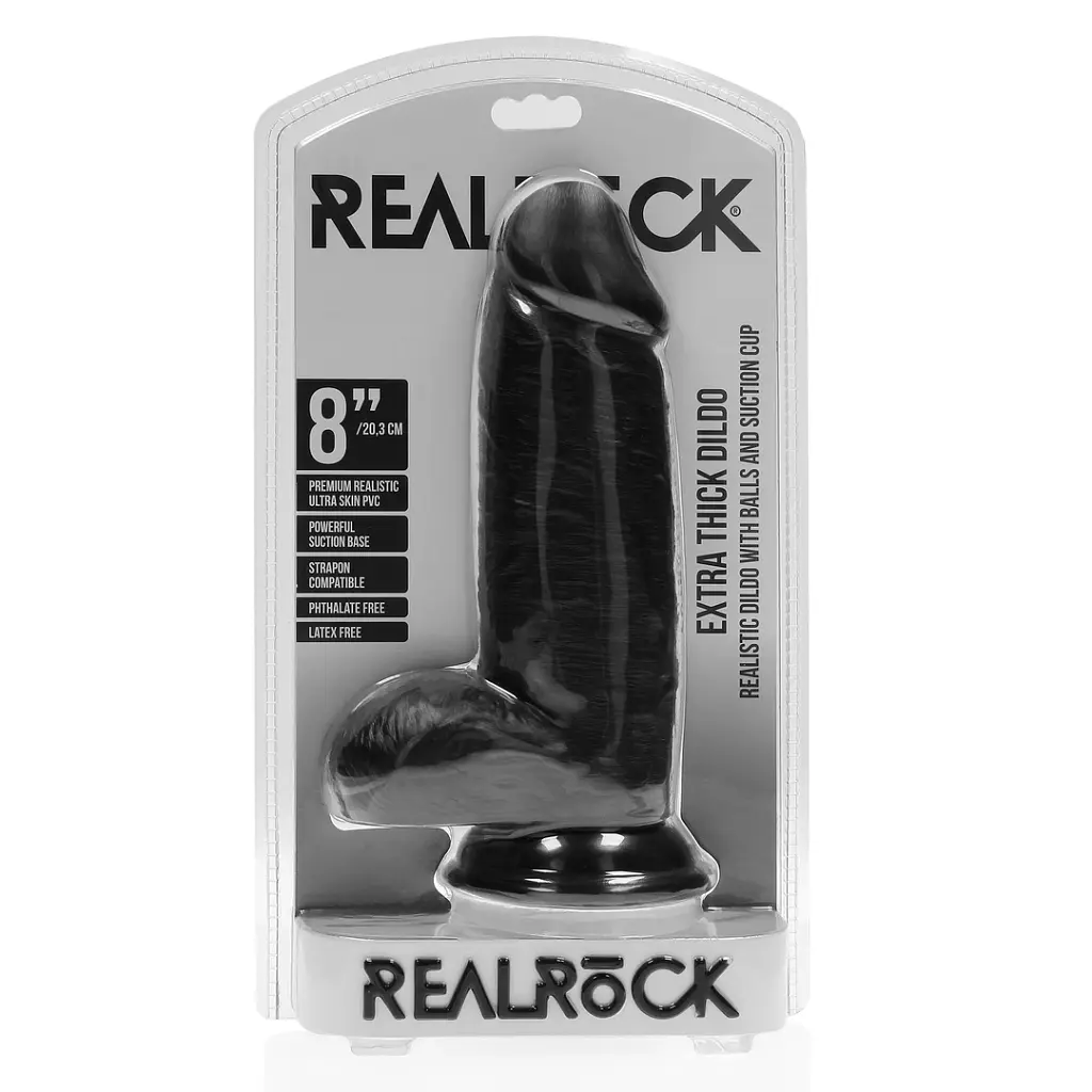 Фаллоимитатор RealRock Extra Thick 8”, 20.3 см (черный) - фото 9
