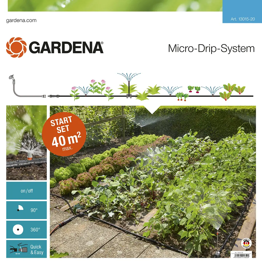 Комплект мікрокрапельного поливу Gardena Micro-Drip-System для клумб та грядок (13015-20)