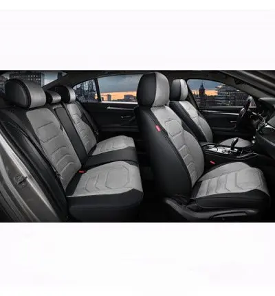 5D Авточохли накидки для сидінь Алькантара Екокожа Elegant VERONA комплект Сірі (700 143) - фото 3