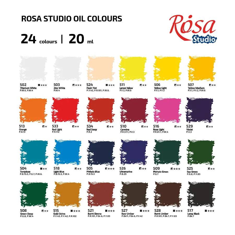 Набір олійних фарб 24х20 мл блістер ROSA Studio (4823098538226) - фото 4