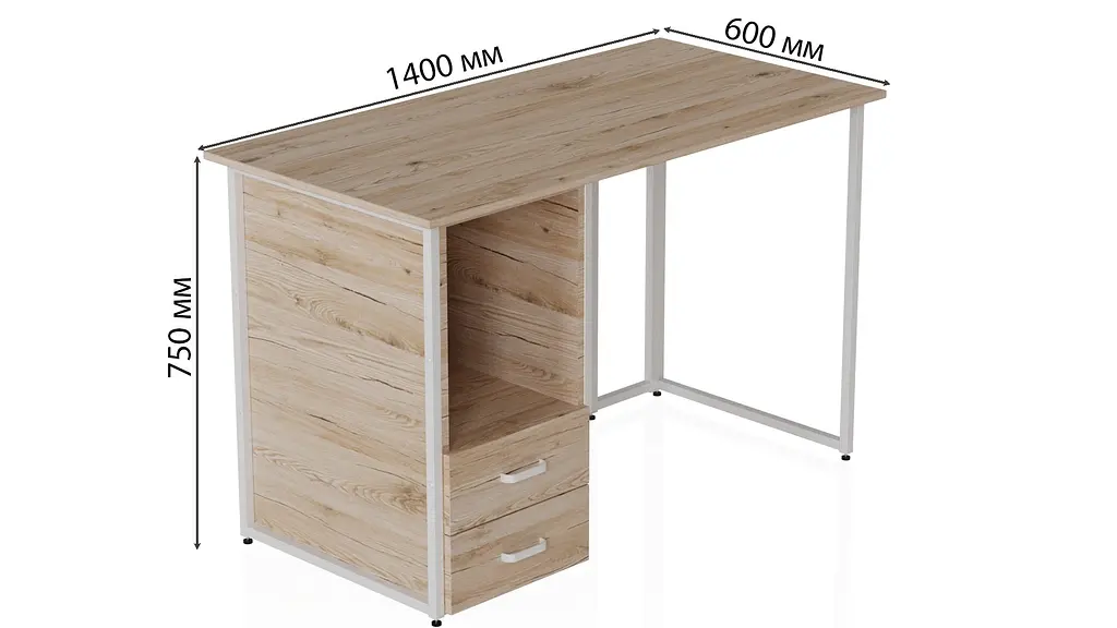 Компьютерный стол Ferrum-decor Отто 75x140x60 белый ДСП Дуб Артизан 32мм (FRD-101039) - фото 3