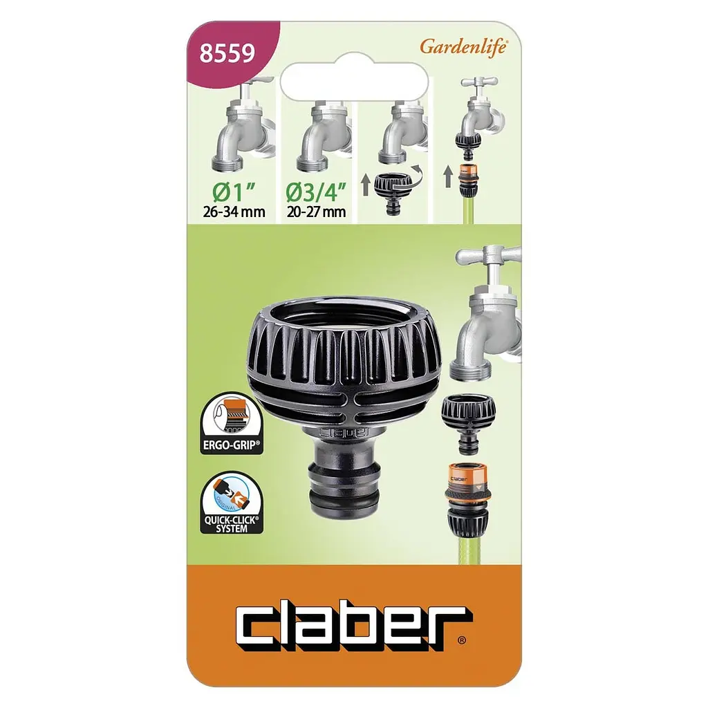 Адаптер для конектора для поливального шлангу Claber Ergogrip 8559 (3/4"-1"B) - фото 2