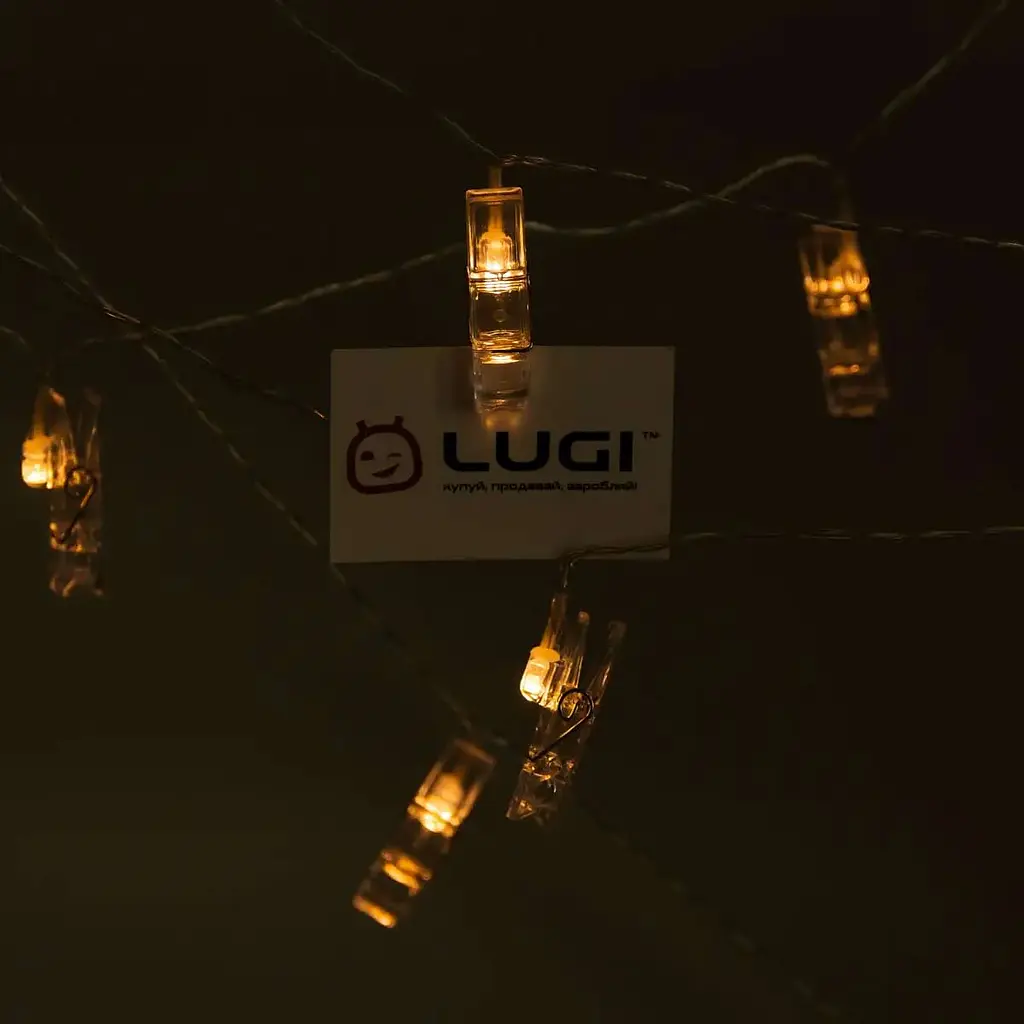 Гирлянда-нить GarlandoPro Прищепки 20 LED длина 5 м, теплый белый (A65) - фото 6