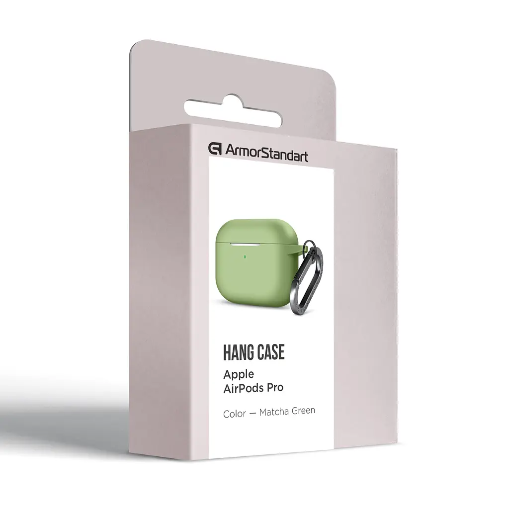 Силіконовий чохол для навушників Apple AirPods Pro, Hang Case, зелений, ультратонкий захисний кейс товщиною 2 мм, захист від подряпин, пилу та ударів, компактний, з карабіном для кріплення, ArmorStandart (ARM56061) - фото 8