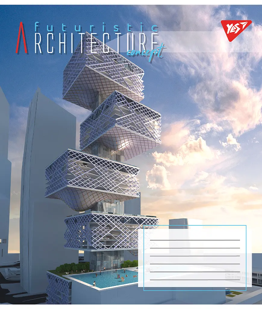Набір зошитів Yes Futuristic architecture А5 в лінійку 96 аркушів 5 шт. (767178) - фото 5