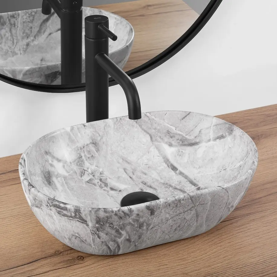 Умивальник Rea Amelia Mini 38x26 stone matt (REA-U9109), Матова - фото 2