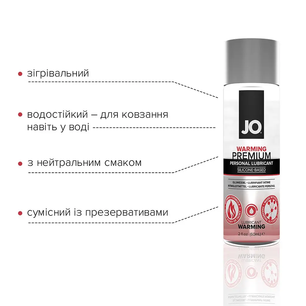 Лубрикант на силіконовій основі JO PREMIUM — WARMING (60 мл) - фото 3