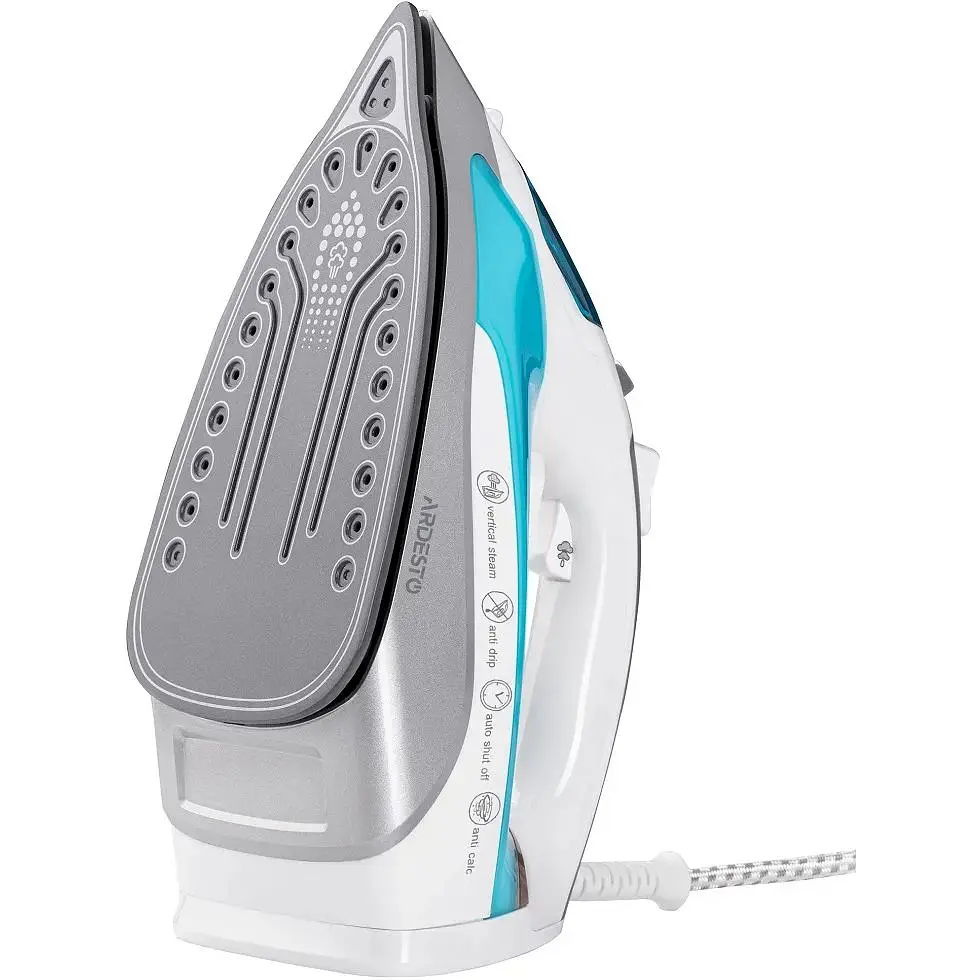 Праска Ardesto IR-C2228-TQ, White/Blue, 2200W, кераміка, паровий удар, постійна пара 35г/хв, резервур 280мл, вертикальне відпарювання, захист від кальцинації, антикрапля, плавне регулювання потужності пари, автоматичне відключення - фото 2