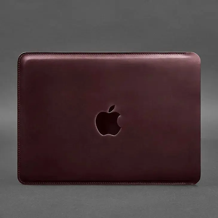 Шкіряний чохол для BlankNote Crazy Horse MacBook 14 дюймів Бордовий - фото 5