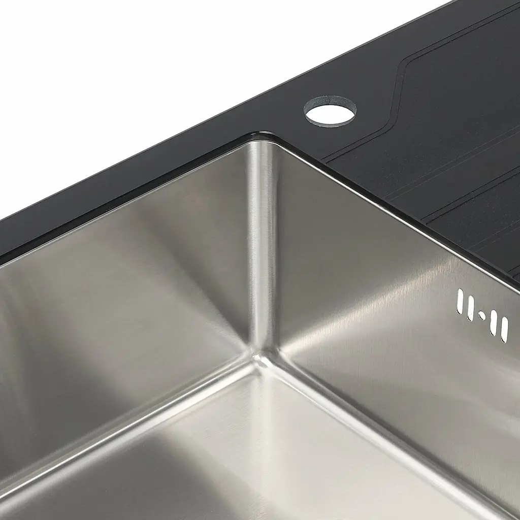 Кухонна мийка Germece Handmade Black Glass 780x510x200, Чорний - фото 2