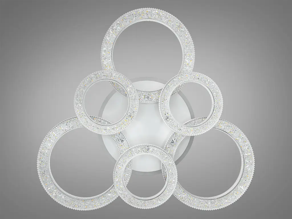 Люстра стельова LED Diasha 2203/3+3WH, 110W, 3200K-6500K, білий метал, акрил, сучасний стиль для дому - фото 4
