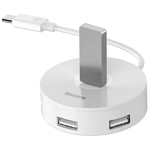 Хаб USB HUB Baseus Round Box USB3.0 to 1USB3.0/3USB2.0 0,1M CAHUB-F02 White - фото 2