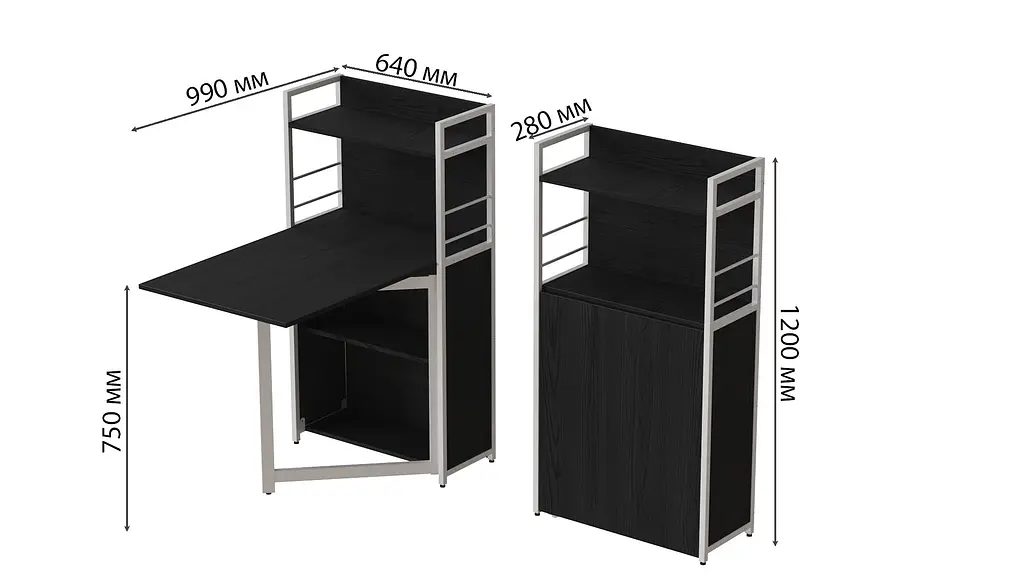 Стіл книжка з етажеркою Практик 1 Ferrum-decor 1200x640x990 Білий метал ДСП Сосна Кембра 16 мм (FRD-104620) - фото 3