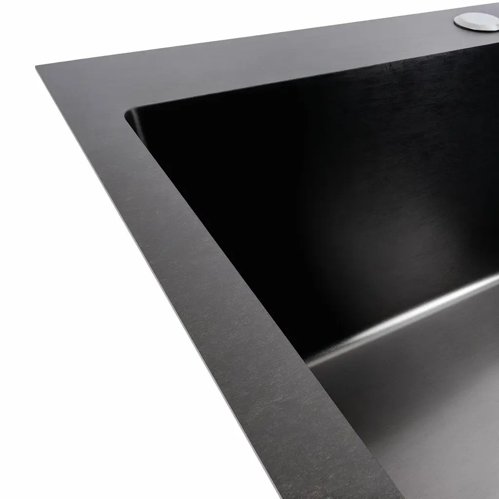 Кухонна мийка Platinum Handmade 60x50 (600x500x230 мм) PVD чорна HSB, Чорний - фото 5