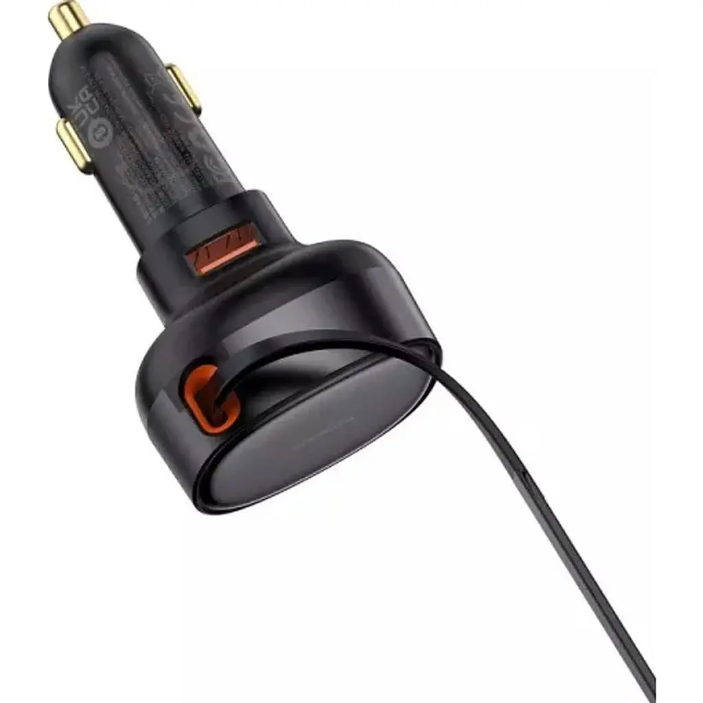 Автомобільний зарядний пристрій Baseus Enjoyment Pro 60W Retractable Black (C00057800111-00) [169692] - фото 5