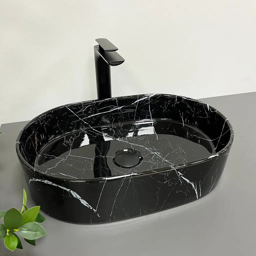 Умивальник VBI Verona 50 black marmo накладний VBI-011314, Чорний - фото 2