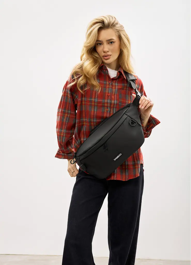 Жіноча cумка-бананка під ноутбук Sambag Urban Laptop чорна 46 × 26 см (51411064) - фото 2