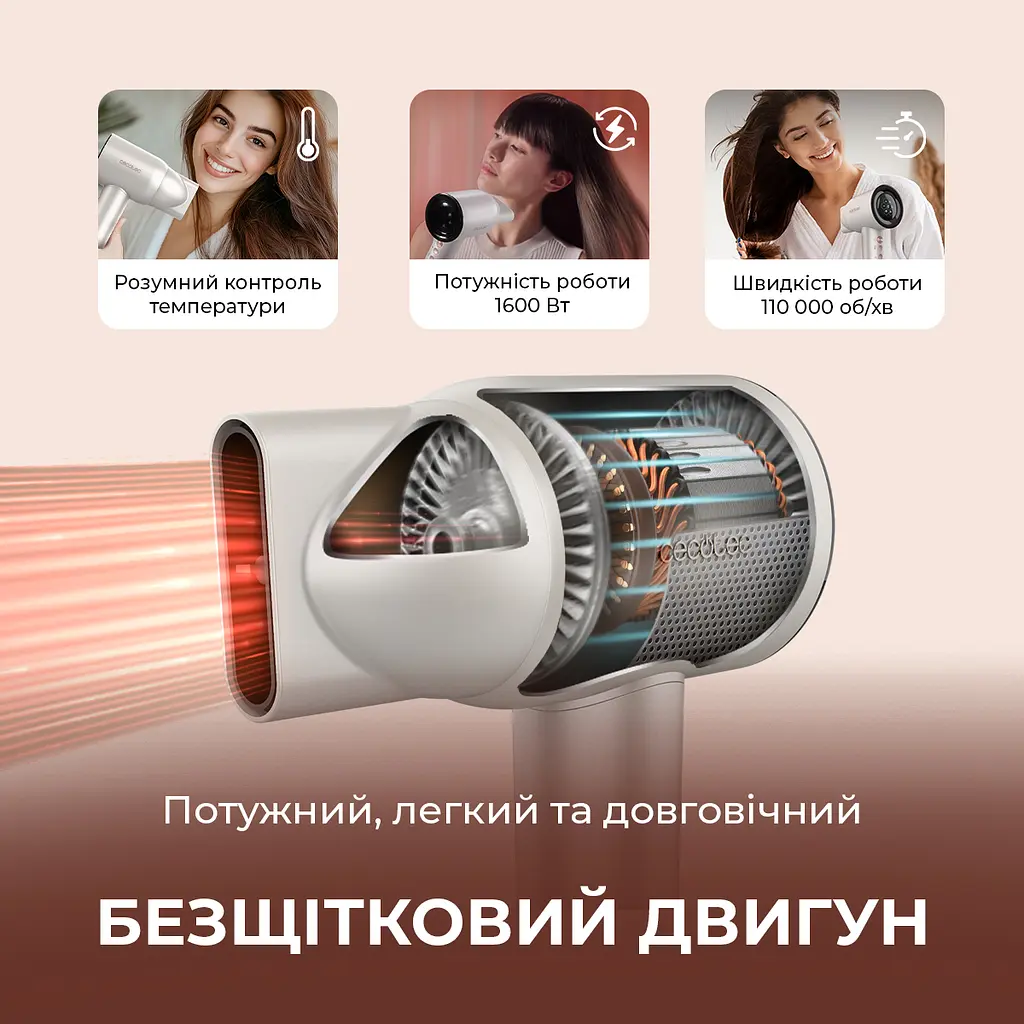 Фен-стайлер CECOTEC DryGlam Waves Champagne 4in1 - фото 2