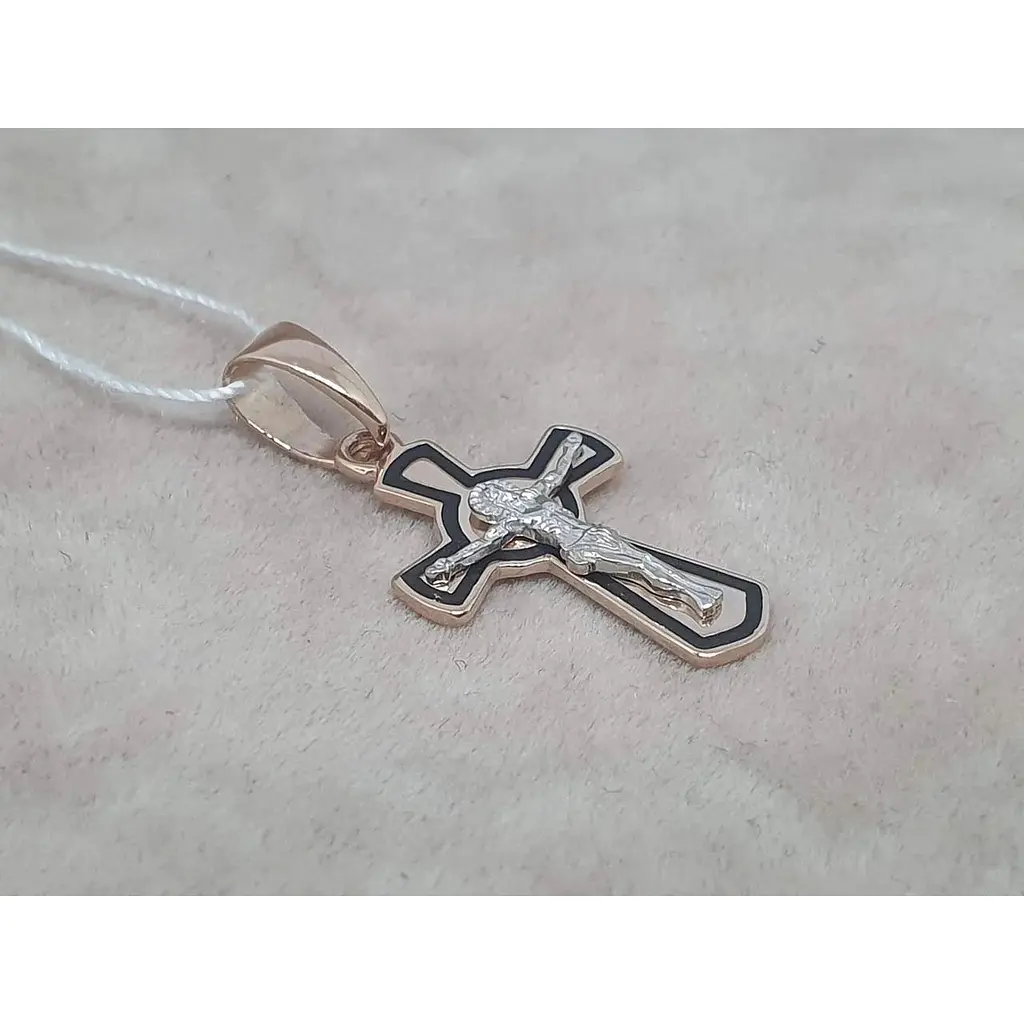 Золотий хрестик Tango Розп'яття Христа з емаллю. 250095Е - фото 2