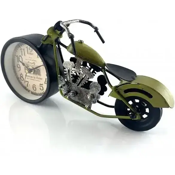Часы настольные Мотоцикл зеленый 28х15х7.5 см - фото 2