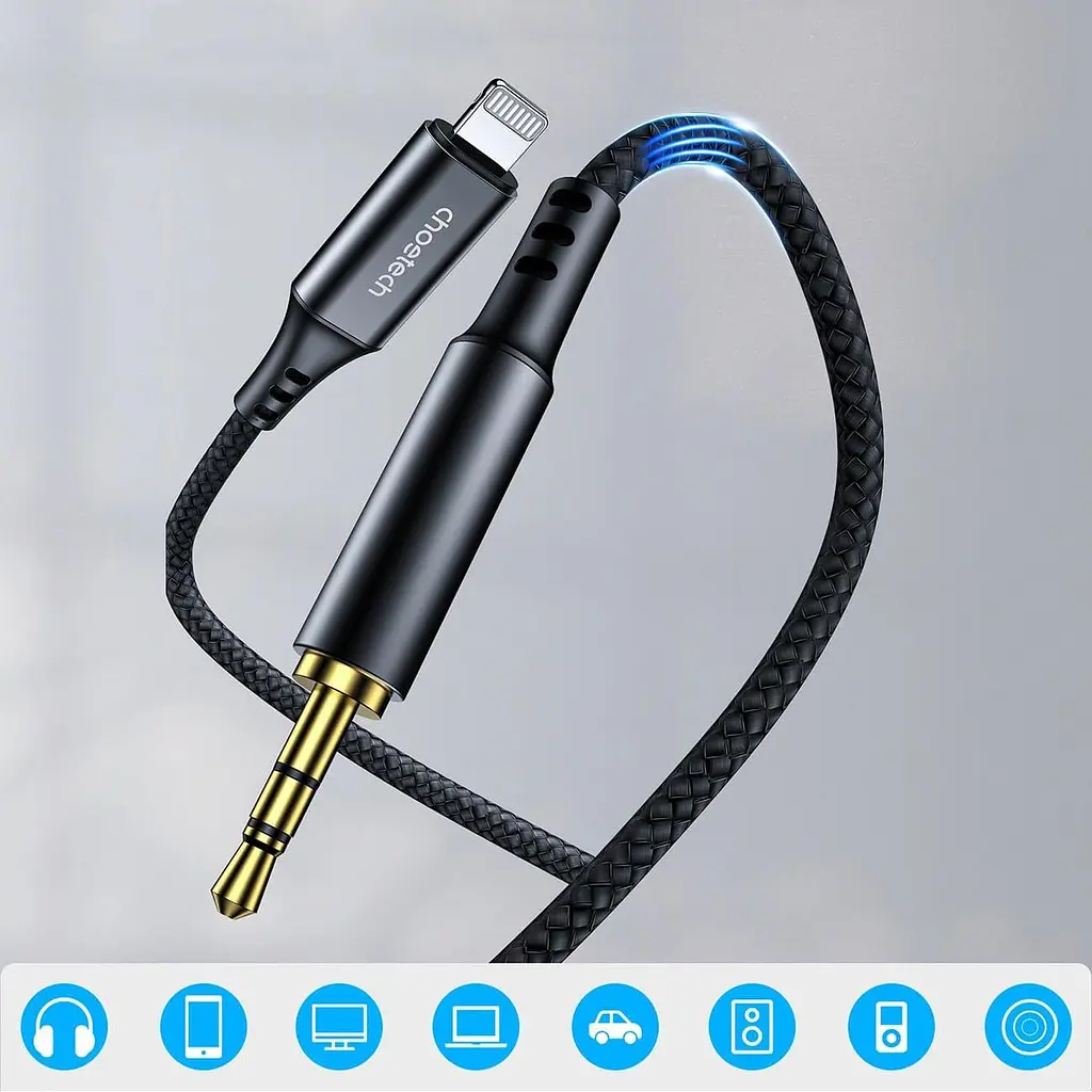 Аудіо-кабель Choetech AUX Lightning - TRS Audio 3.5мм M/M 2м (AUX009) - фото 5