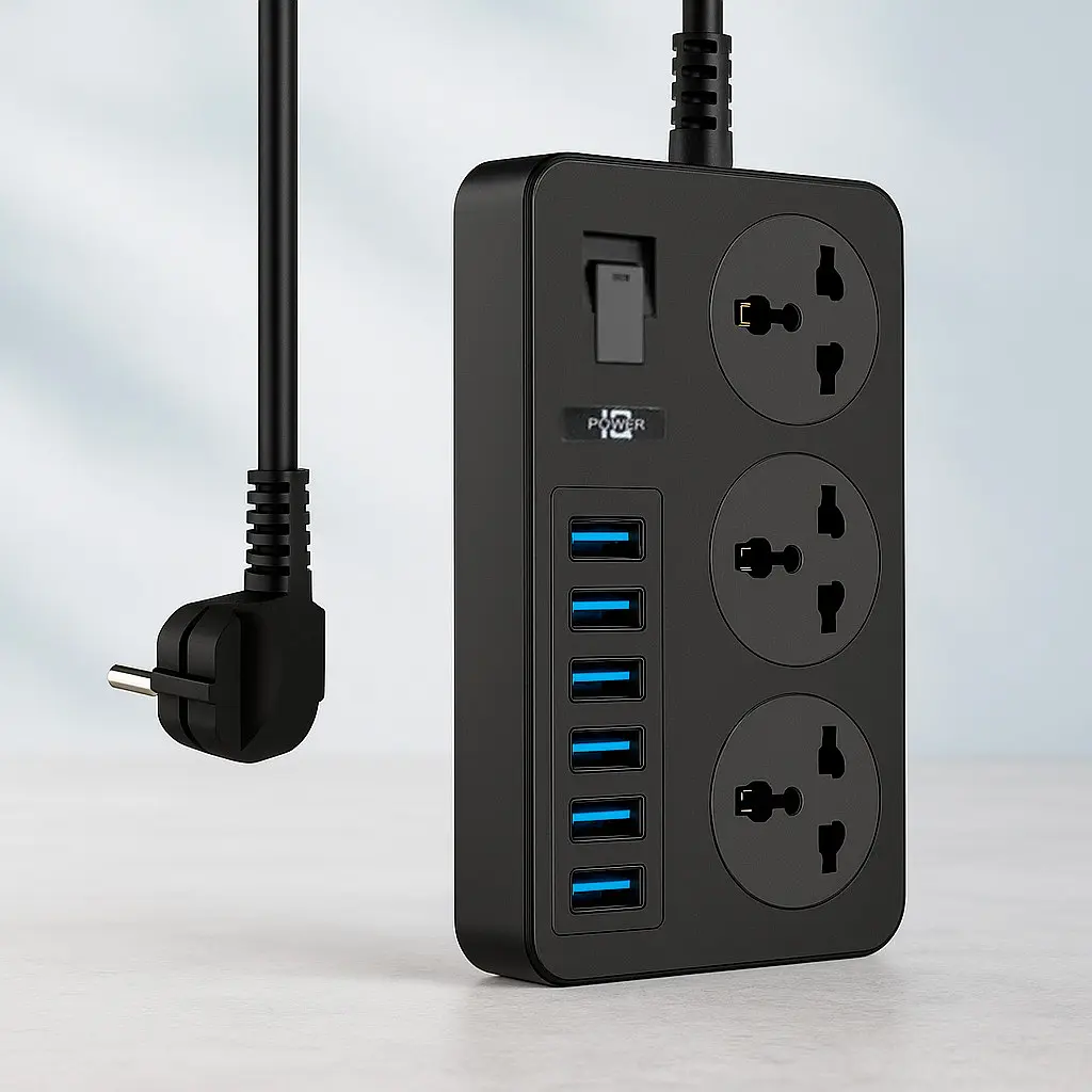 Сетевой фильтр-удлинитель Rated Power AR-CP02, 3 розетки и 6 USB портов, 1.8 м, черный - фото 3