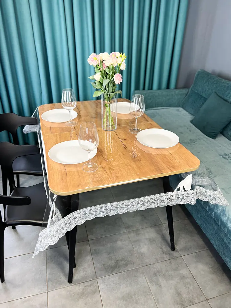 Силиконовая скатерть с серым кружевом Арка 7 см 230х190 см - фото 10