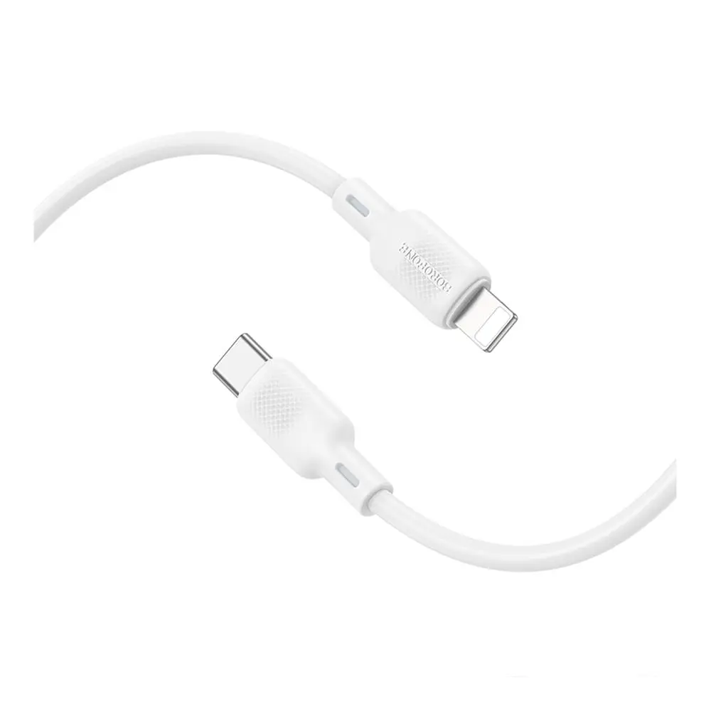 Кабель синхронізації Borofone BX113 Silicone PD27W/3A Type-C to Lightning 1 м White (35599_3346764) - фото 2